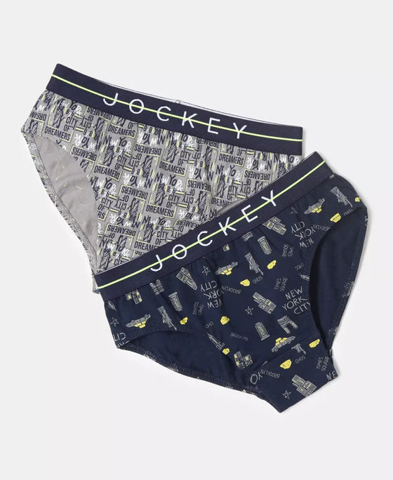 Boys Jockey Printed Brief with Ultrasoft Waistband (Pack of 2)