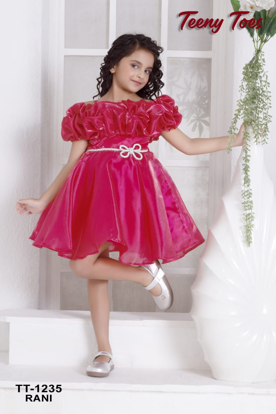 Girls Tissue Organza Shiny Party Frock