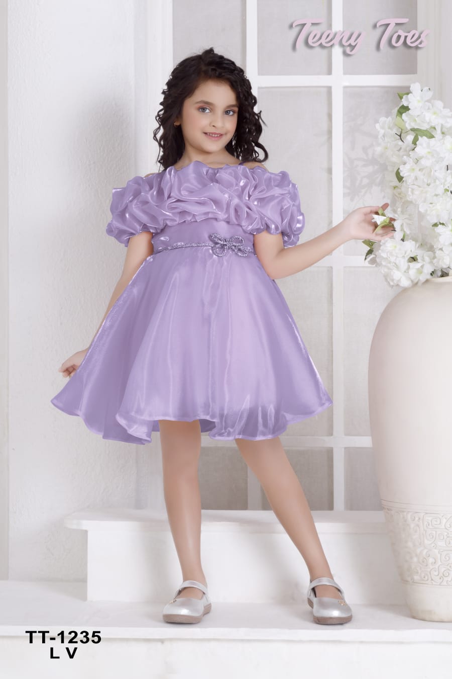 Girls Tissue Organza Shiny Party Frock