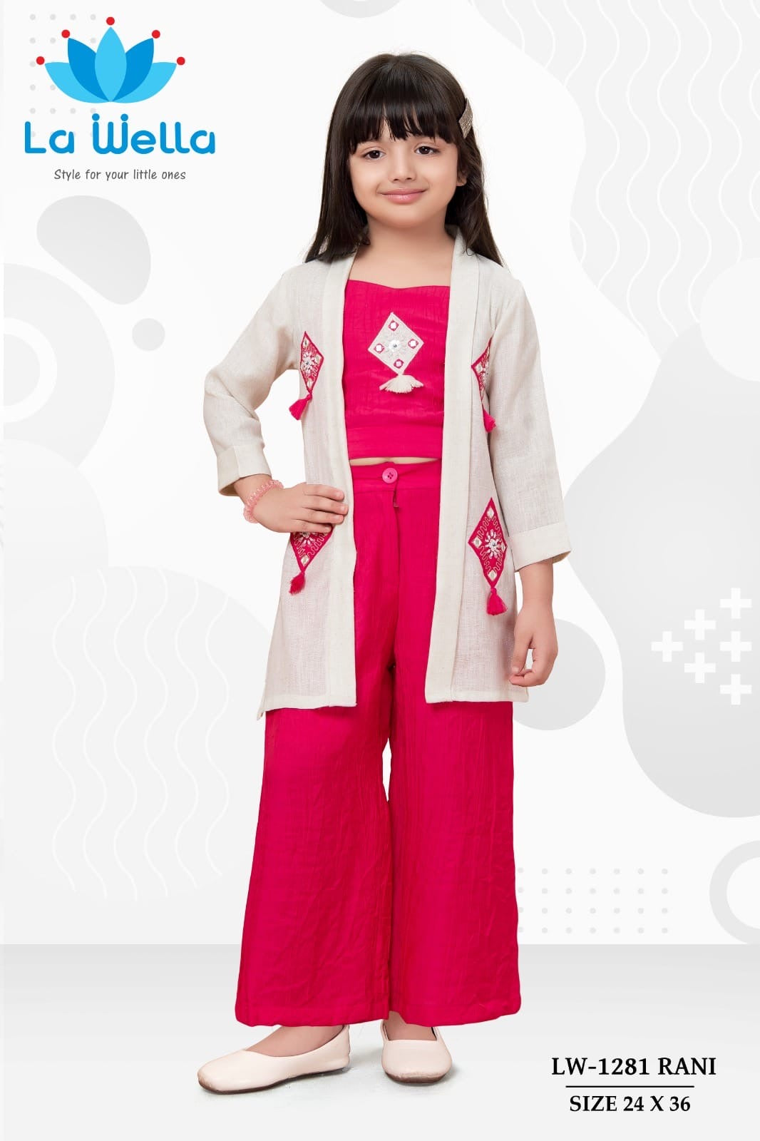 Girls Rani Color 3 Piece Co-ord Set