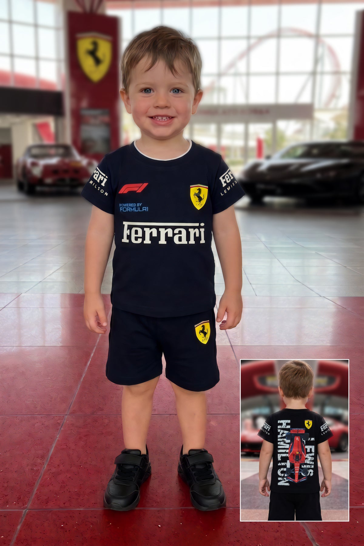 Boys Ferrari Black Color Co-ord Set