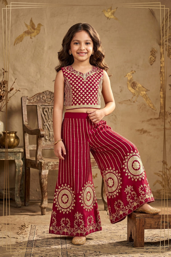 Girls Lace Design Heavy Work Ethnic Palazzo Set