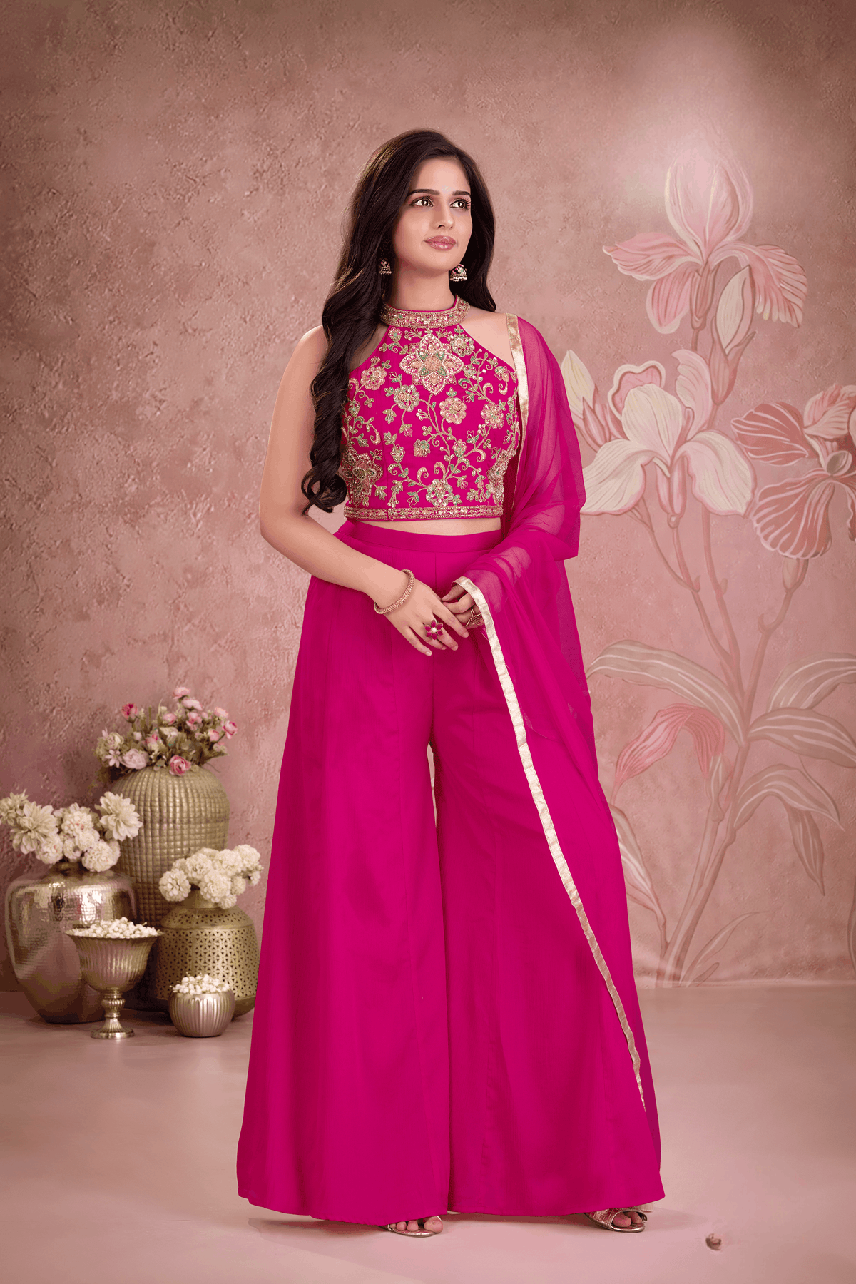 Girls Indo-Western Flared Palazzo Set