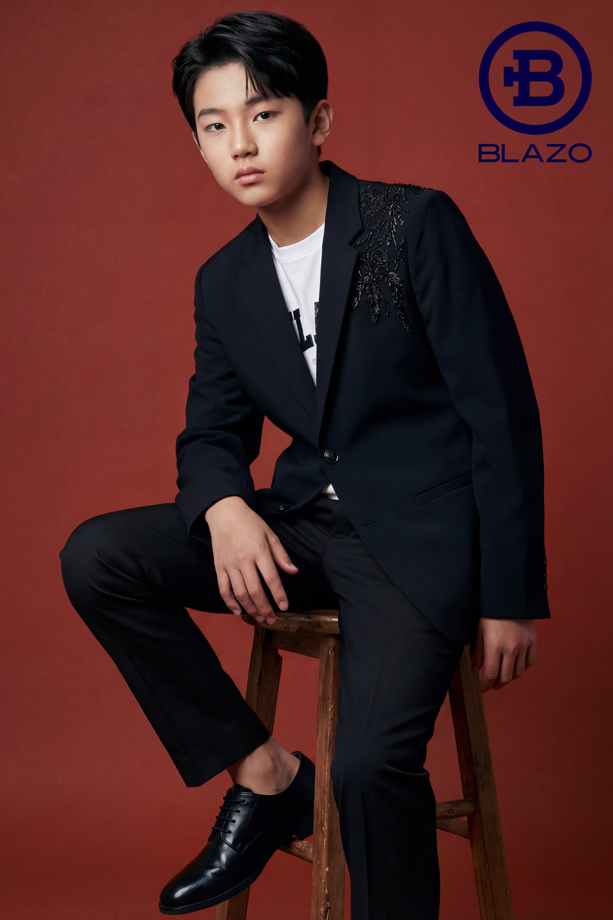 Boys Black Color Hand-Work Party Jacket