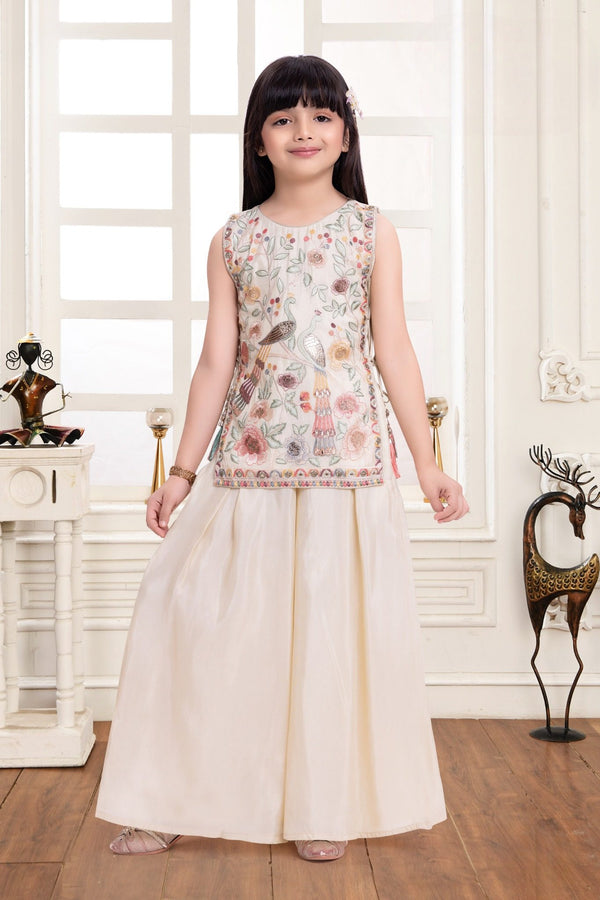 Girls Sequin Embroidered Palazzo Set