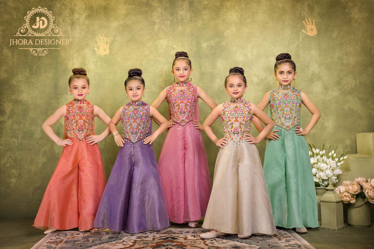 Girls Organza Indo-Western Palazzo Set