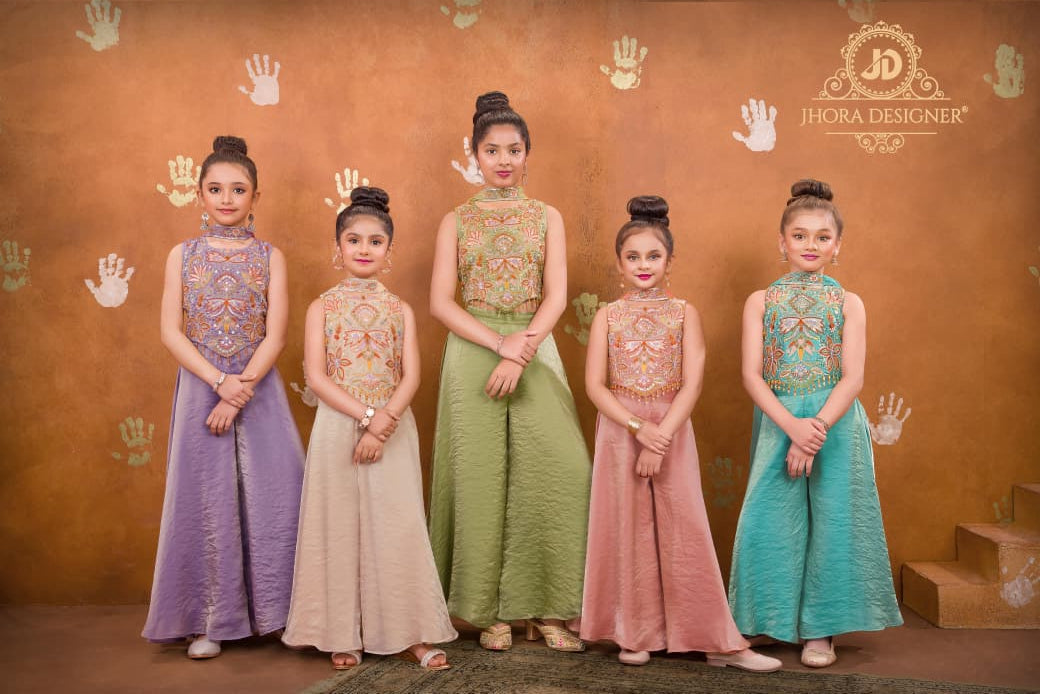 Girls Tissue Organza Indo-Western Palazzo Set