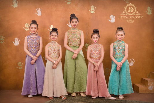 Girls Tissue Organza Indo-Western Palazzo Set