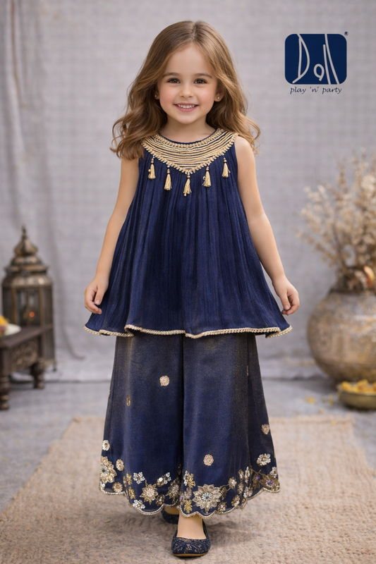 Girls Tissue Silk Ethnic Palazzo Set