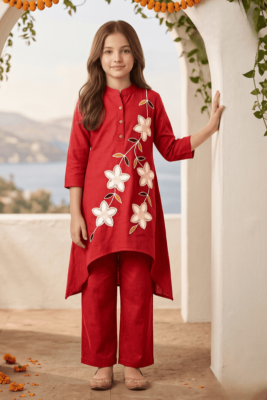 Girls Cotton Casual Kurti Set