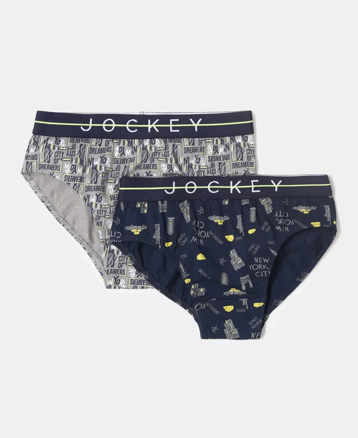 Boys Jockey Printed Brief with Ultrasoft Waistband (Pack of 2)