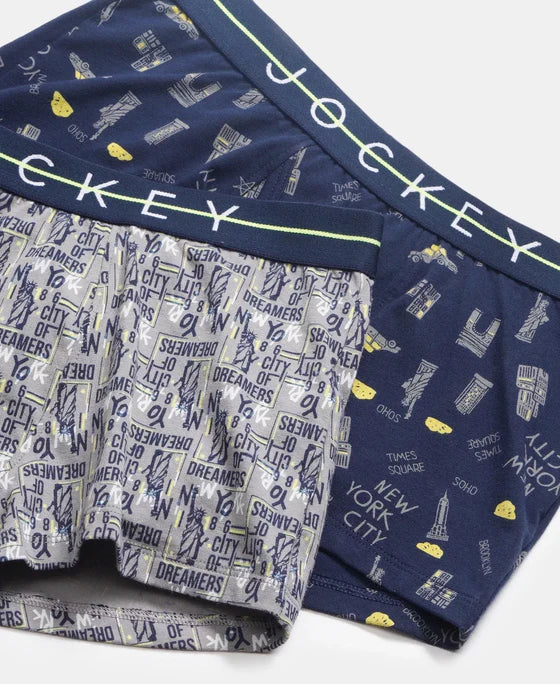 Boys Jockey Printed Trunk with Ultrasoft Waistband (Pack of 2)