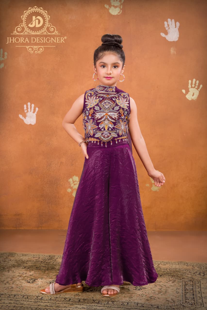 Girls Tissue Organza Indo-Western Palazzo Set